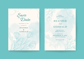 Wall Mural - Sweet Romantic green wedding invitation template