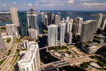 Fototapete - Aerial drone photo Downtown Miami Florida USA
