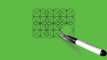 Sketch Nine Combine Specific Octagon Design With Black Pen On Abstract Green Screen Background
