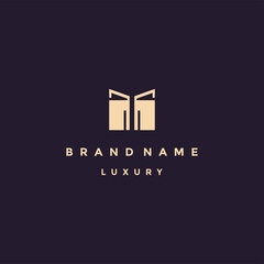 Poster - Luxury gold line logo design with simple and modern shape of BOOK