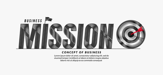 Mission scribble text design background, business target lettering typography concept, Business motivation quote
