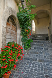 Fototapeta Uliczki - A narrow street in Carpinone, a medieval town of Molise region, Italy.