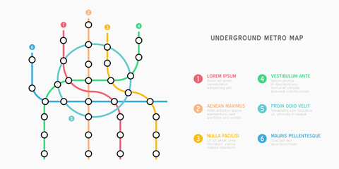 City Subway transportation scheme. Underground connection top view.