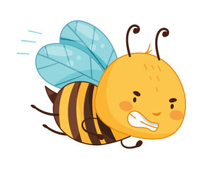 Poster - Adorable flying funny honey bee cartoon vector illustration