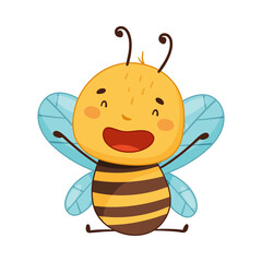 Poster - Adorable smiling honey bee cartoon character vector illustration