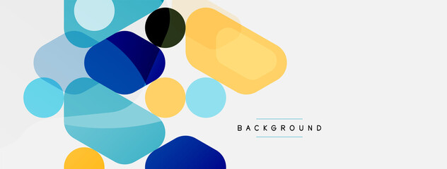 Poster - Abstract round geometric shapes and circles background. Trendy techno business template for wallpaper, banner, background or landing