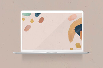 Sticker - Abstract design element patterned background on a laptop screen mockup vector