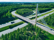 Aerial view of bridge over highway road in Finland.