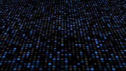 Digital binary code processing on screen background loop Animation. Data scientific digital technology data code data binary code. Concept of science, matrix background. Digital Network. cyber