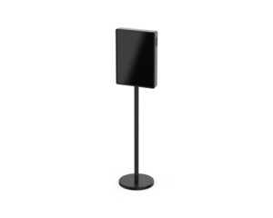Wall Mural - Kiosk stand mock up template, acrylic information show electronic display floor stand for branding, 3d illustration