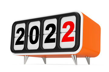Poster - Retro Flip Clock with 2022 New year Sign. 3d Rendering