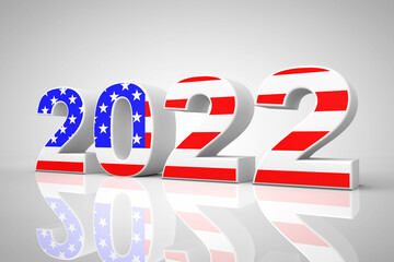 Aufkleber - New Year 2022 Sign as USA Flag. 3d Rendering