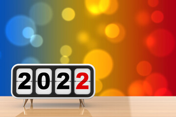 Aufkleber - Retro Flip Clock with 2022 New Year Sign. 3d Rendering