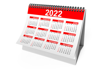 Aufkleber - 2022 Year Desktop Calendar. 3d Rendering