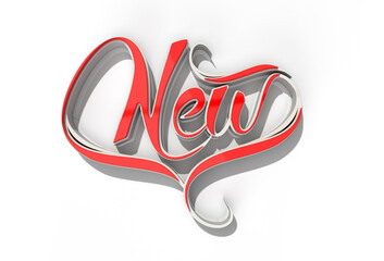 Poster - 3D Render New Text Calligraphic Pen Tool Created Clipping Path Included in JPEG Easy to Composite.
