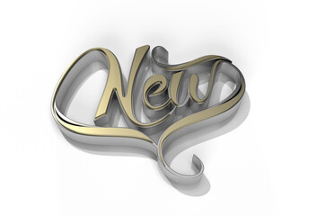Poster - 3D Render New Text Calligraphic Pen Tool Created Clipping Path Included in JPEG Easy to Composite.