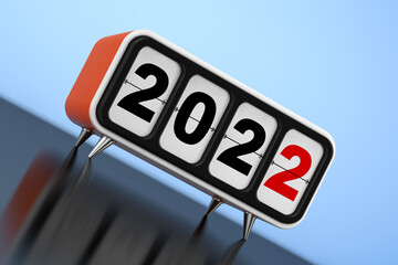 Aufkleber - Retro Flip Clock with 2022 New Year Sign. 3d Rendering