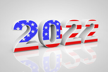 Aufkleber - New Year 2022 Sign as USA Flag. 3d Rendering