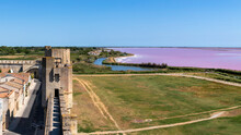 The Salt Marshes Of Aigues-Mortes In Camargue, Southern France, Seen From The Ramparts Of The Old Town