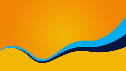 Wall Mural - abstract illustration featuring a dynamic blue wave against a warm orange backdrop. the flowing desi