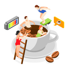 Sticker - Coffee People Isometric Composition