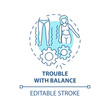 Trouble with balance concept icon. Hypertension symptom abstract idea thin line illustration. Poor control. Vestibular problems. Feel dizziness. Vector isolated outline color drawing. Editable stroke