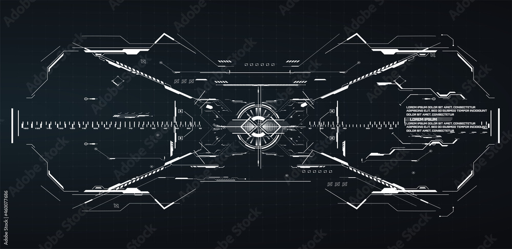 HUD, GUI, FUI Modern Aiming System Device tilt level. Futuristic Head ...