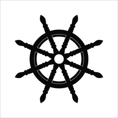 Steering Wheel Captain Boat Ship Yacht Compass Transport icon vector illustration on white background. eps 10