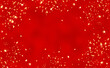 Red foil background with shiny gold confett and stars. Abstract red party holiday background with confetti gold. Celebration background, Christmas and New Year, Award, Grand Opening. 3d rendering