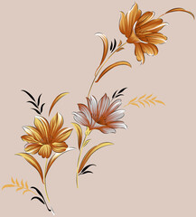 Wall Mural - Closeup shot of a flower pattern wallpaper