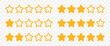 Rating stars from 0-5 rate review icon set vector on transparent background.