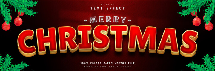 Merry Christmas text effect red gold style