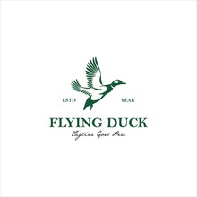 Duck Mallard Waterfowl Flying Logo Design Vector Image