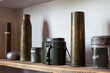 cannon shells and military canteens as interior decorations