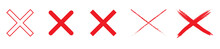 Red Cross X Vector Icon. No Wrong Symbol. Delete, Vote Sign. Graphic Design Element Set On White Background