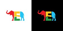 Modern And Colorful Initial Letter E Elephant Logo Design