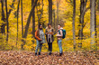 © Zoran Zeremski - Three female friends enjoying hiking in forest.