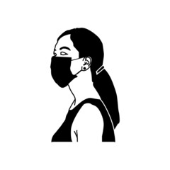 Wall Mural - Silhouette woman wearing a mask design vector