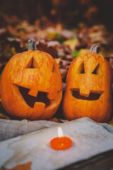 carved funny pumpkins for Halloween