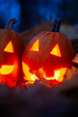 carved funny pumpkins for Halloween