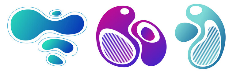 Wall Mural - set of 3 abstract liquid shapes elements. dynamic gradient graphic elements. banners with flowing li
