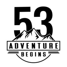 53 Adventure Begins, 53th Birthday Fifty Three Birthday, Birthday Party Logo Sign