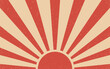 Vintage grunge red Japanese rising sun retro burst vector background