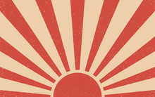 Vintage Grunge Red Japanese Rising Sun Retro Burst Vector Background