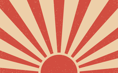 vintage grunge red japanese rising sun retro burst vector background