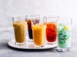 © Image Source RF - Variety of colored drinks