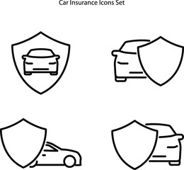 Naklejka na meble car insurance icons set isolated on white background. car insurance icon thin line outline linear car insurance symbol for logo, web, app, UI. car insurance icon simple sign.