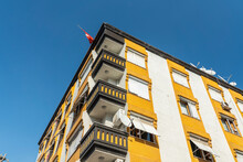 Turkey, Istanbul, Low Angle View Of Residential Building In Faith District