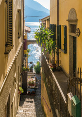 Wall Mural - Scenic sight in Varenna on a sunny summer afternoon, Lake Como, Lombardy, Italy.