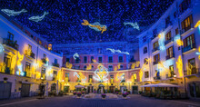 Beautiful Christmas Lights In Salerno, Campania, Italy.